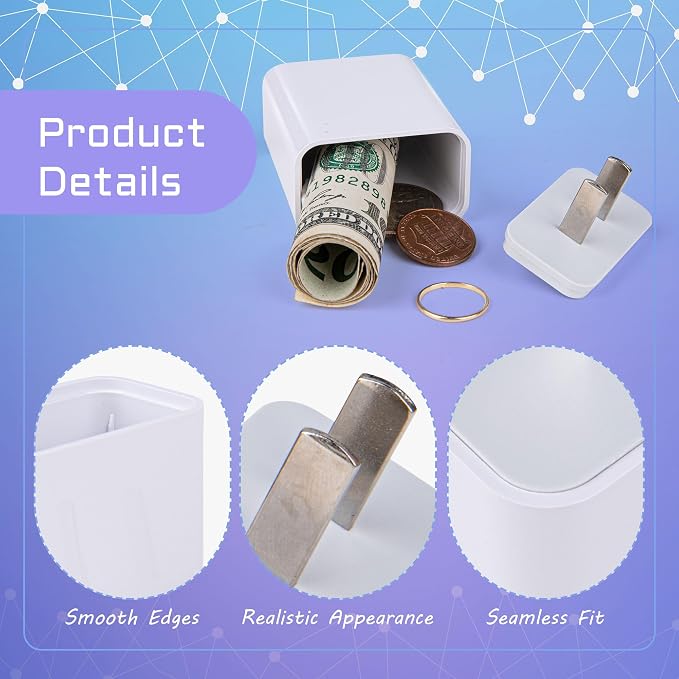 Plug Storage Realistic Looking Charger with Storage Hiding Places for Valuables Charger Diversion Safe, White - Image 3