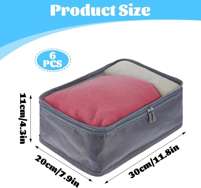6 Pcs Packing Cubes, Mesh Travel Organizers, Foldable Laundry Bags, Water Resistant Clothing Storage for Travel, Camping, Backpacking - Image 2