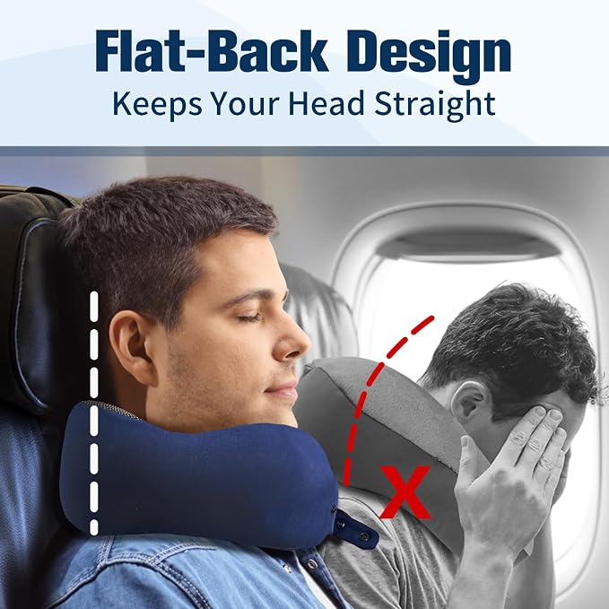 Cirorld Neck Pillow for Traveling, Travel Pillows for Airplanes,100% Pure Memory Foam Travel Neck Pillow, Adjustable Flight Pillow, Portable Plane Accessories with Eye Mask, Earplugs, Carry Bag - Image 2