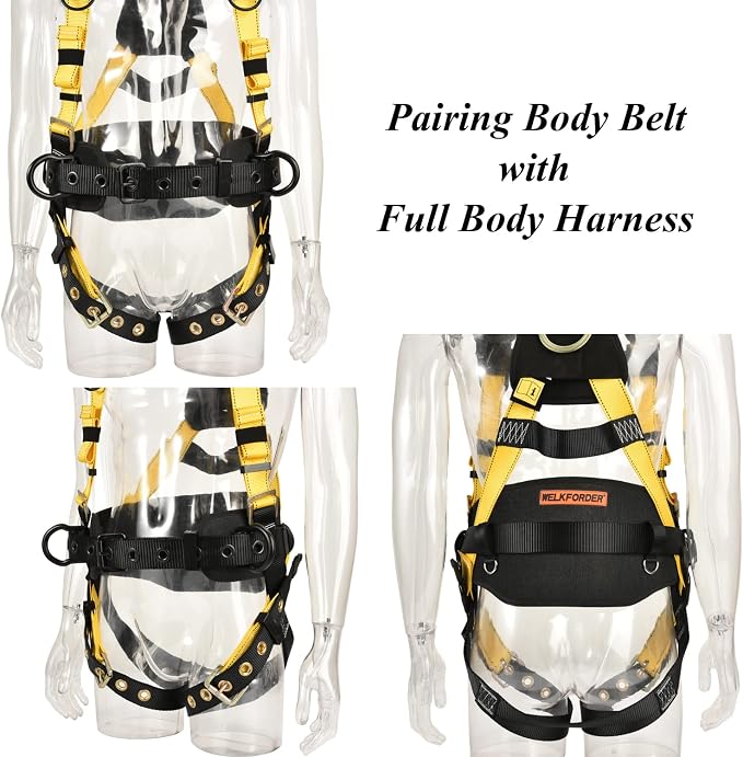 Tongue Buckle Body Belt (Aluminum Hardware) With Hot-Pressing Waist Pad and 2 Aluminum Side D-Rings Personal Protective Equipment | Waist Fitting Size 32'' to 50'' - Image 6