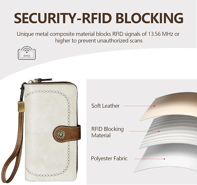 TFKGS Wallet for Women RFID Blocking Leather Large Capacity Card Holder Ladies Phone Clutch Travel Long Purse Wristlet | RFID Blocking - Image 5