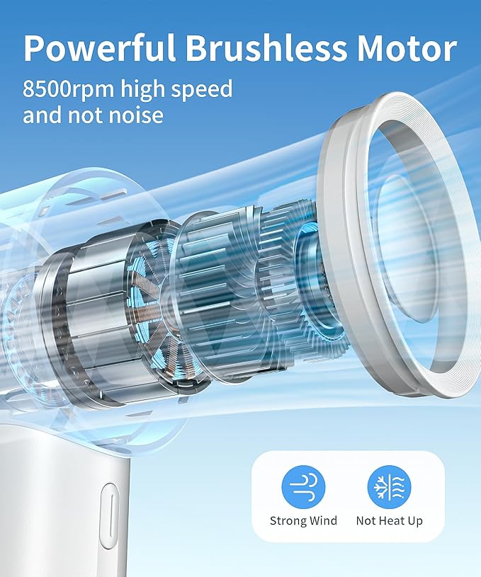 Portable Handheld Fan, Mini Hand Fan with Desktop Base, Small & Powerful 3 Speed, USB Rechargeable Battery Powered, Personal Cooling Fan Summer Essential Gift for Travel, Outdoor, White - Image 5