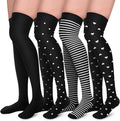 Aoliks Compression Socks for Women and Men 4 Pairs, Mild Support | Long Knee High Stockings for Nurses Running Travel Flying Pregnancy Athletic 15-20 mmHg by Aoliks