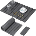 Large Stone Dish Drying Mat for Kitchen Counter,2 PCS Quick Dry Stone Mats,Foldable Water Absorbing Diatomaceous Drying Pad for Countertop Bottles Utensils Cups (Flow Line Dark Gray 24"x16" & 8"x4") by linidcoudhome