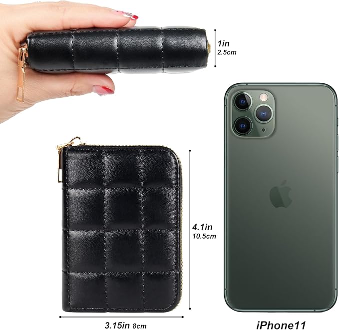 Credit Card Wallet, RFID Card Case Wallet, Zipper Card Cases Holder for Men Women, RFID Blocking, KeyChain Wallet, Compact Size Card Organizer Case for Women - Image 6