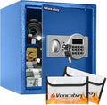 Voncabay Money Safe Box for Home with Digital Keypad, 1.5 Cu. Ft., Blue | Alloy Steel, 2 Fireproof Bags, Digital Keypad with Display, Removable Shelf, Alarm System, 14 x 13 x 13 In. by Voncabay