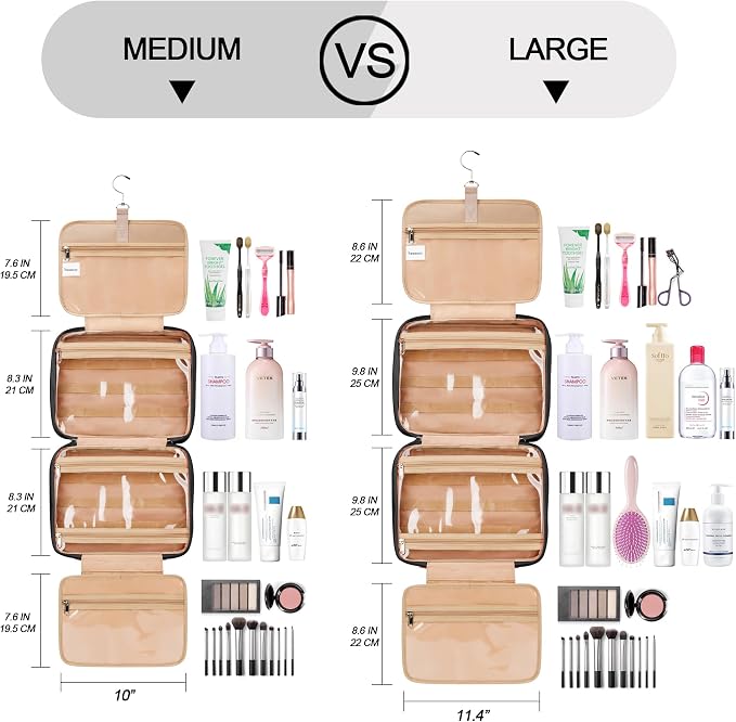 Travel Hanging Toiletry Bag for Women, Large Makeup Bag 8 Leak Proofing Silicone Bottle Covers, Waterproof Cosmetic Bag with Jewelry Organizer Compartment, Toiletries Kit Set, Black - Image 7