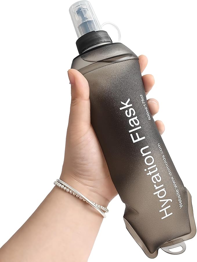 GUYI GYGYL Soft Flask, Collapsible Water Bottle for Sports, 500ml Grey | TPU Collapsible Water Bottle for Hydration Pack, Running Vest, Leak-Proof Folding Bottle for Hiking Cycling Climbing Jogging by GUYI