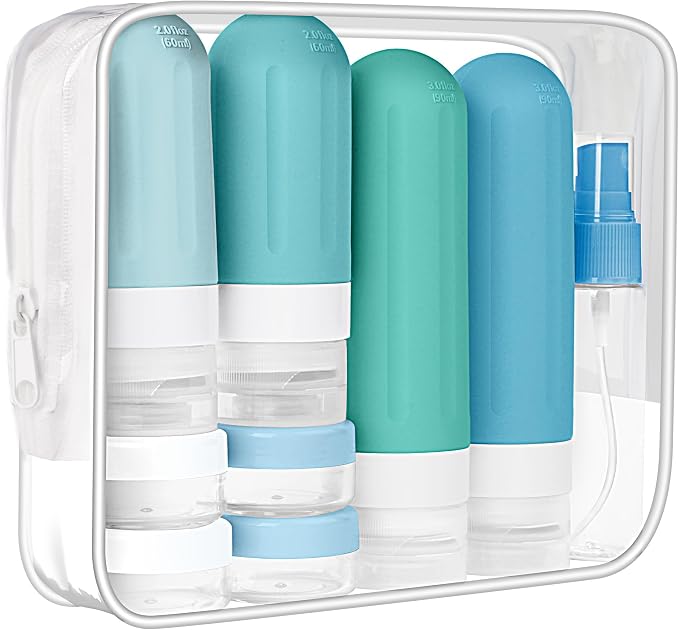 Travel Bottles for Toiletries 18Pack Containers Travel Size Toiletries | TSA Approved Leak Proof Refillable Liqus Shampoo And Conditioner travel Essentials toiletry Bottles Blue - Image 7