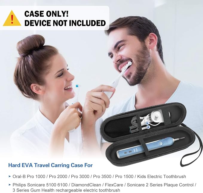 ProCase Toothbrush Travel Case for Oral-B & Sonicare -Black | Fits Oral-B Pro/IO Series & Sonicare, Hard EVA Cover, Storage Bag Holder with Mesh Pocket - Image 2
