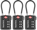 Search Alert TSA Approved Travel Combination Luggage Cable Locks for Suitcase, Gym Locker,Toolbox,Backpack 1,2,4,6 &10 pk (Black 3 Pack) | Search Alert shows TSA key access; resettable 3-digit code and flexible braided steel cable for suitcases and bac... by TRAVOCE