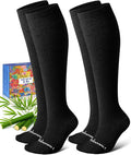 Bamboo Viscose Compression Socks for Women Men | 2 Pairs 15-20mmHg Cute Breathable Graduated Knee High Compression Socks for Nurse Pregnancy Travel by Lalapapa