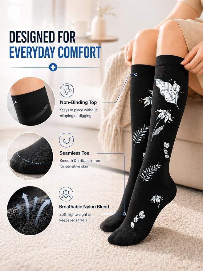ACTINPUT Compression Socks for Women&Men 15-20mmHg Medical Knee High Support for Seniors,Pregnancy,Flight,Nurse&Circulation - Image 4