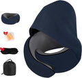 Travel Neck Pillow, Newly Upgraded Hooded Neck Pillow , 100% Pure Memory Foam Travel Pillow for Flight Headrest Sleep,Portable Aircraft Accessory,Suitable for use in Plane/Car/Office(Dark blue) by Unknown