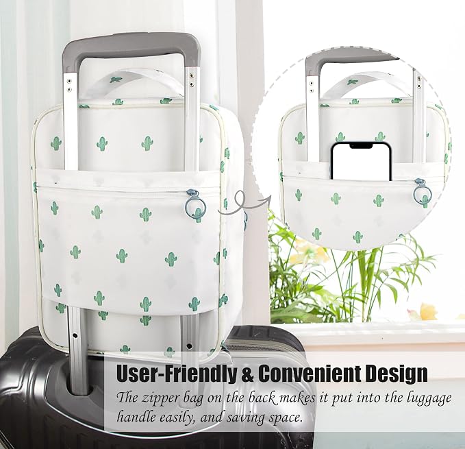Travel Shoe Bag Waterproof Shoe Organizer Bag Holds 3 Pair of Shoes Shoe Packing Cube for Suitcase Travel and Daily Use Storage Pouch with Handle (Cactus) - Image 4