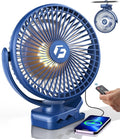 8" Clip on Fan, 20000mAh Rechargeable Fan Battery Portable, Strong Airflow | 3 Speeds, USB Fan Small Desk Fan Personal Quiet Fan for Office, Stroller, Bedroom, Camping, Gifts for Men, Blue by KorbotBestCoolingForYou