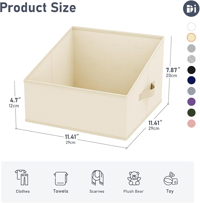 DIMJ Closet Storage Bins 8 Pack - Fabric Trapezoid Closet Organizer Bin, Foldable Storage Baskets for Shelves, Closet Shelf Organizer, Clothing Storage Box for Toys, Books, Towel, Clothes - Image 2