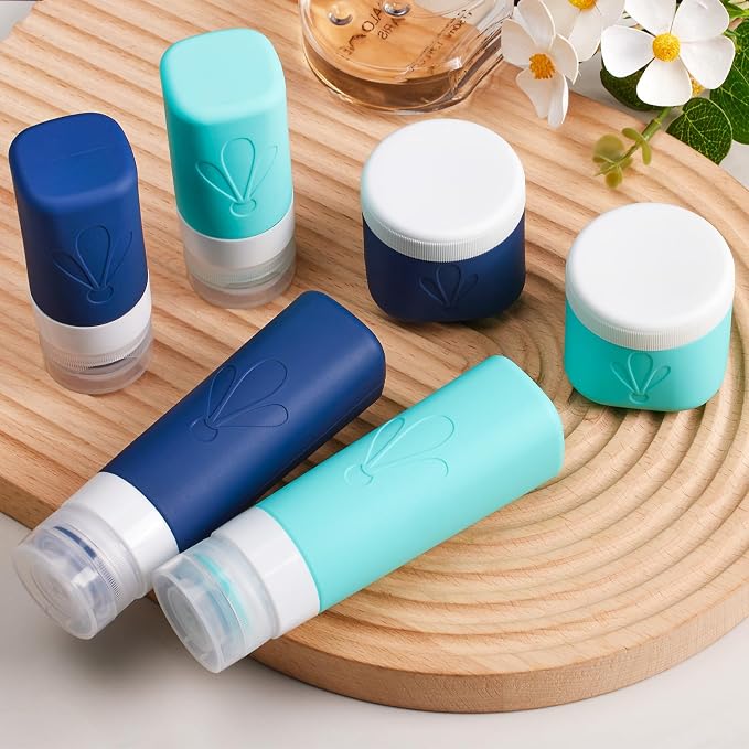INSFIT travel bottles for toiletries 6 Pack, Leak proof Travel Size Toiletries Containers with toiletry bag, Squeezable Silicone Bottles & Cream Jars, Travel Essentials BPA-Free set for Shampoo - Image 6