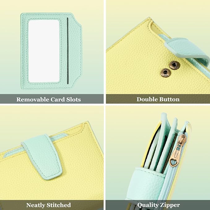 Small Wallet Women RFID Blocking Soft Leather Bifold Compact Card Holder Wallet for Women with Zipper Coin Pocket 4 ID Window - Image 6