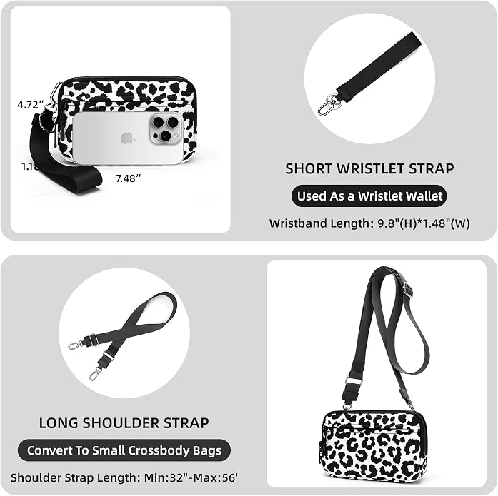 FODOKO Wristlet wallets for Women RFID crossbody bags with 4 Zippers | Checkered quilted nylon with credit card slots, cell phone organizer, and coin purse for travel and everyday carry - Image 5