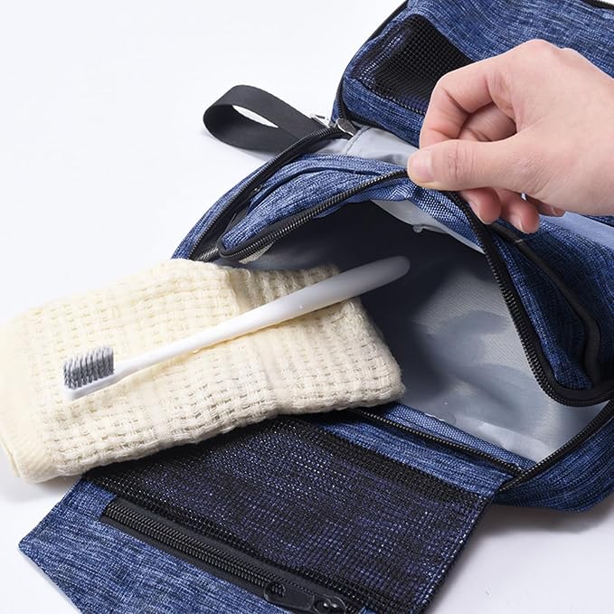 Travel toilet bag is used to store toiletries, Suitable for short-term travel use hanging toilet bag (Navy blue) - Image 7