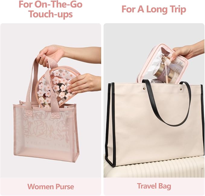 Clear Makeup Bag Foldable - TSA Approved Toiletry Bag for Travel | Metal Zipper, Reinforced Seam, Water Resistant, Medium for Carry-on, Large for Checked Luggage, for Car Storage Organizer - Image 6