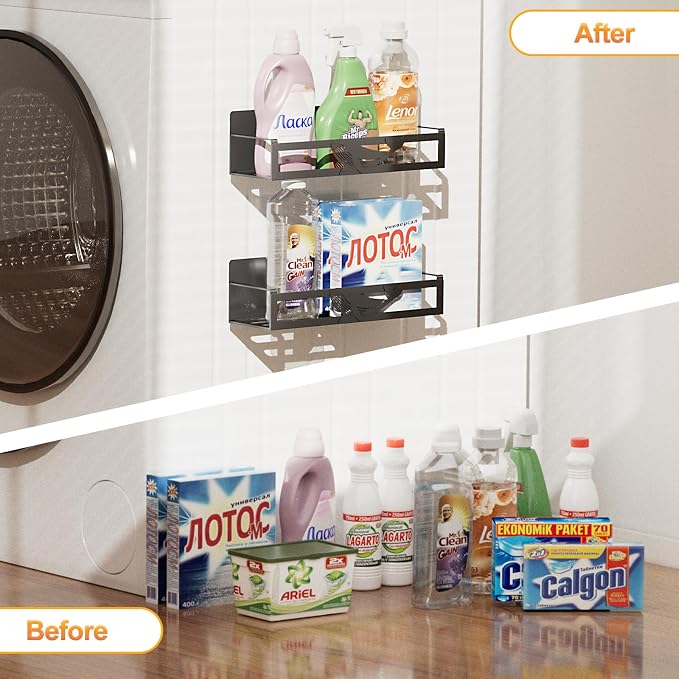 Magnetic Spice Rack for Refrigerator, 2 Pack Metal Magnetic Shelf Organizer for Fridge Side, Strong Spice Storage Rack for Kitchen, Black - Image 9