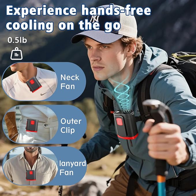 Portable Fan,Waist Clip Fan, Clip-On Personal Turbo Cooling Fan | 120-Speed Adjustable Rechargeable Clip On Waist Bladeless Fan with LED flashlight for Outdoor,Travel,Camping - Image 3