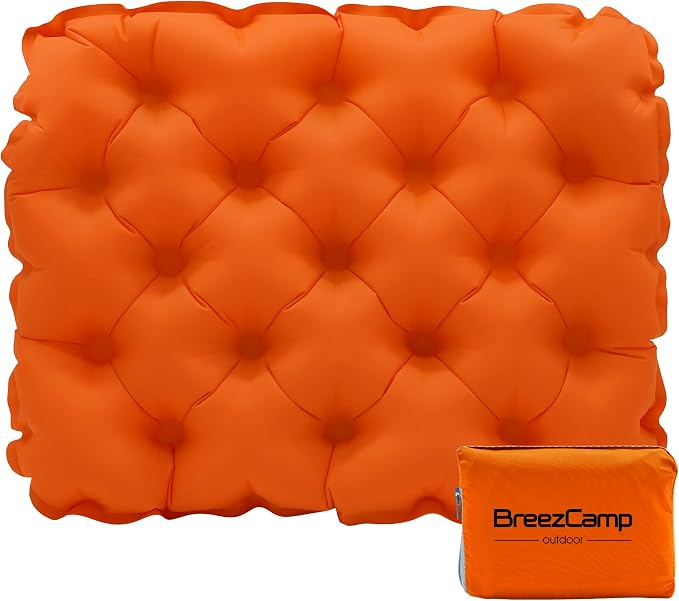 Inflatable Seat Cushion, Lightweight Stadium Seat Pad, Travel Air seat Cushion Anti-Slip for Airplane, Long Flights, Hiking, Climbing, Home and Camping, Compact Air Cushion,Orange by Unknown