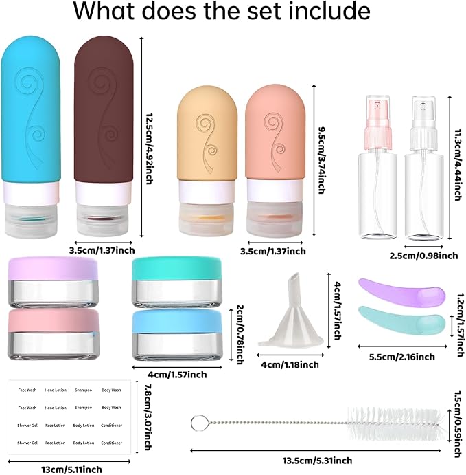 16 Pack Travel Bottles Set for Toiletries, TSA Approved Travel Containers Leak Proof Silicone Squeezable Travel Accessories 2oz 3oz for Shampoo Conditioner Lotion Body Wash (BPA Free) (Multicolored) - Image 4