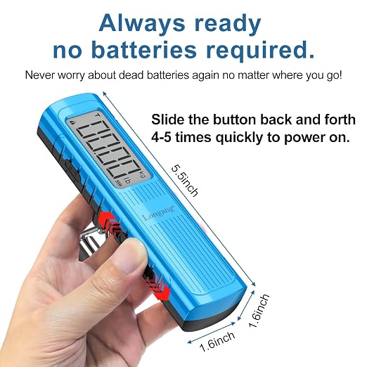 Battery-Free Digital Luggage Scale, 110lbs/50kg Portable Handheld Hanging Scale for Luggages, Suitcases, Backpacks & Bags, Easy Weighing for Travel, No Need Batteries (Blue) - Image 3