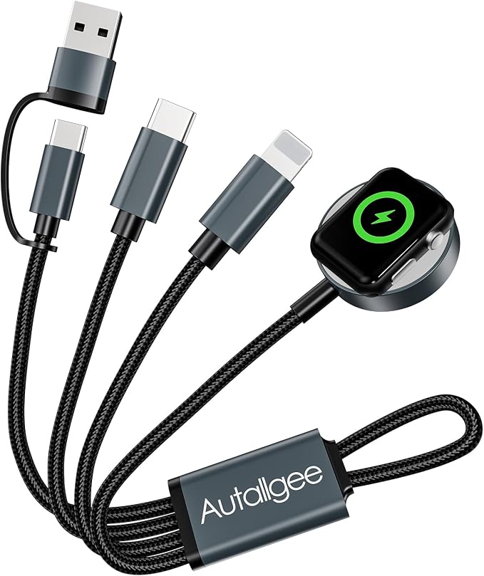 Travel Essentials for Apple Watch Charger,3 in 2 Short Charging Cable-22cm | USB C Cable for Multi Charging Cable Cord,Vacation Camping RV Essentials Portable Designed for iWatch &iPhone 17-11 by Autallgee