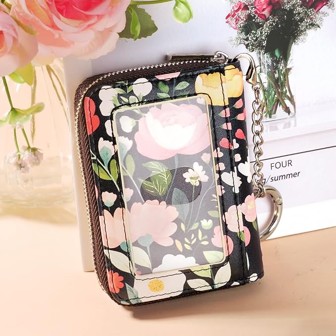 FurArt Zipper Wallet Women RFID Credit Card Holder keychain Wallet | ID Window RFID Blocking Compact Small business 15/16 slots - Image 4