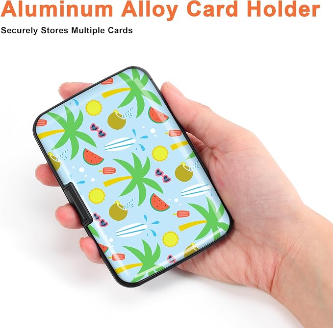 Mayski Credit Card Holder for Women RFID Blocking Wallet, Coconut Breeze | Card Wallets for Women Small Mini Business Metal Accordion Aluminum Alloy Hard Case for Men - Image 3
