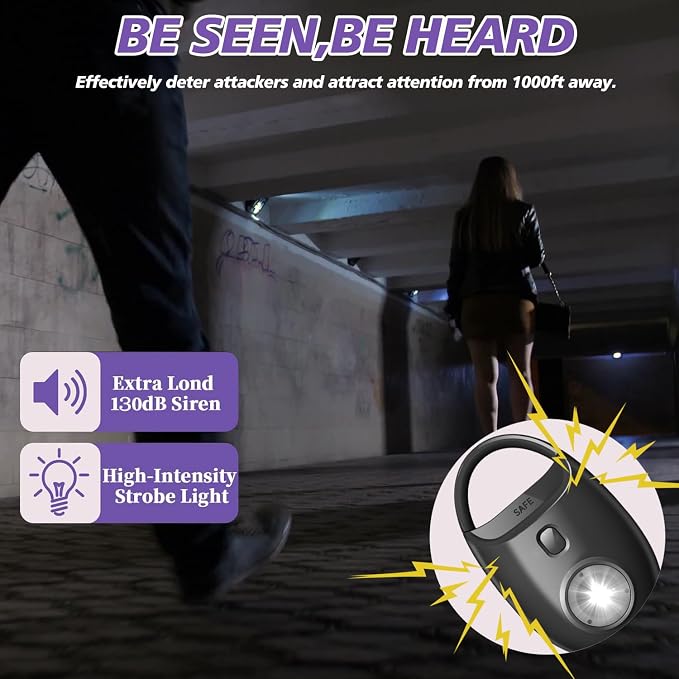 Personal Safety Alarm with Led Strobe Light, 130dB Self Defense Keychain for Women Girls Students, Emergency Safety Alarm Siren - Image 2