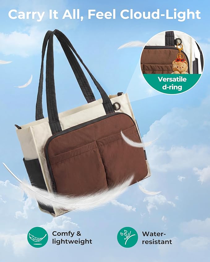 BAGSMART Tote Bag for Women, Puffy Laptop Work College Shoulder Handbag | 30oz or 40oz Tumbler Holder with Crossbody Strap, 13 inch or 15.6 inch Laptop Sleeve, Water Resistant Puffer Teacher Tote Bag - Image 6