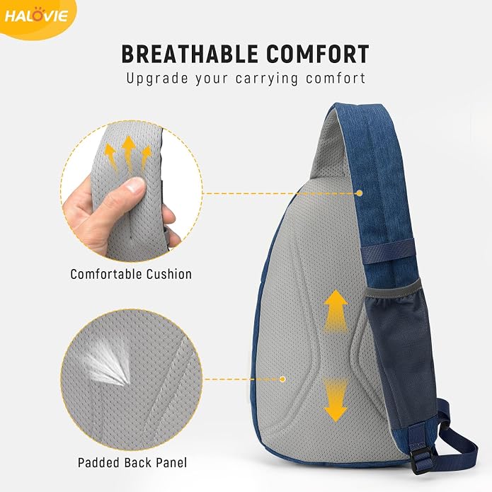 HALOVIE Anti Theft Crossbody Sling Bag RFID Travel Sling Backpack Lightweight Hiking Shoulder Chest Bag for Walking Work - Image 4