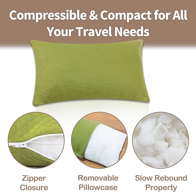 Travel Pillow Backpacking Pillow, Compressible Memory Foam Pillow Breathable Cover for Travel Airplane Hiking and Car - Image 6