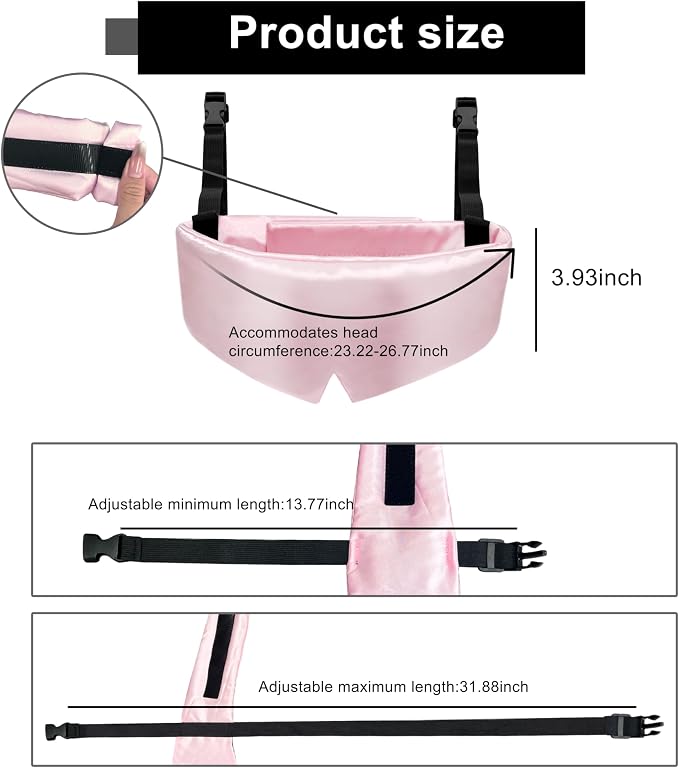 Travel Pillows for Airplanes, Airplane Head Strap with Silk Eye Mask for Sleeping, Long Flights & Car Road Trips 360°Headrest Neck Support, Stops Bobbing, Small & Compact (Pink) - Image 3