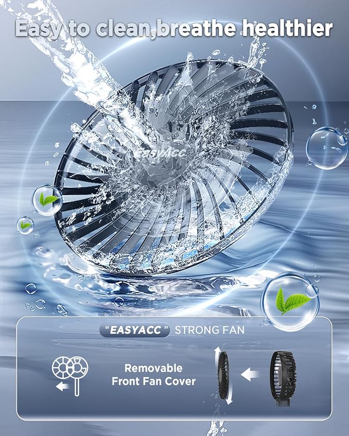 EasyAcc Personal Fans Portable Rechargeable, Washable Guard + Powerful + 180°Foldable + Professional ODM Fan + Durable, 4 Speeds Portable Cooling Fan for Travel Outdoor Office - Image 5