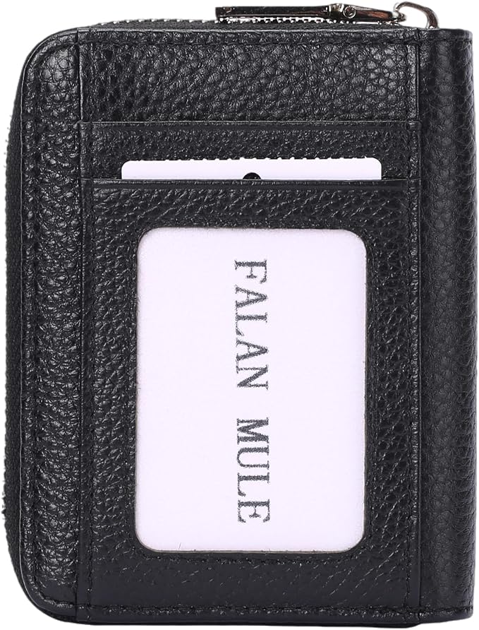 RFID Credit Card Holder,Small Genuine Zipper Leather Card Case Wallet for Women - Image 6