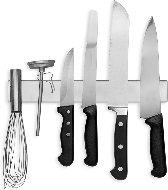 Modern Innovations Magnetic Knife Holder for Wall and Fridge - 12" Knife Magnetic Strip, Magnet Kitchen Knife Holder and Rack, Stainless Steel Magnetic Knife Bar for Kitchen Utensils by ModernInnovations