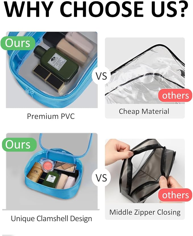 Moyad TSA Approved Toiletry Bag Clear Quart Size Travel Bags Makeup Bag | Large Opening, for Men and Women, Carry on Airline Compliant, Transparent Liquids Pouch, Blue - Image 4