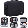 Electronics Organizer Travel Case,Cord Organizer Travel, Double-Layer Cable Organizer Bag, Tech Pouch Accessories Carry Storage For Phone, Cables, Airpods, USB, Sd Card,Essentials (Black) by Osmudax