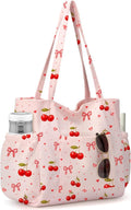 Corduroy Tote Bag for Women,Large Capacity Cute Tote Bags With 6 Pockets,Crossbody Shoulder Handbag for Work Travel Gym by Hatisan