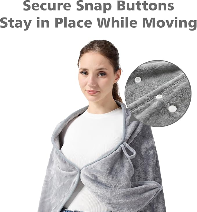 Packable Travel Throw Blanket, Light Grey | Soft lightweight wearable travel accessory with carry pouch, airplane blanket, road trips, office naps,outdoor camping - Image 6