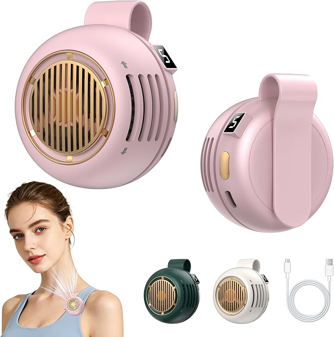 Bladeless Clip-On Portable Mini Fan, 5-Speed 360° Rotation Fan with LED Display, Type-C Rechargeable Fan for Travel Office Outdoor Commute Gifts by Unknown