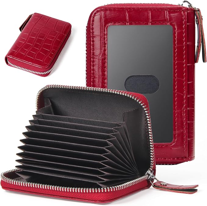 Credit Card Wallet, RFID Card Case Wallet, Zipper Card Cases Holder for Men Women, RFID Blocking, KeyChain Wallet, Compact Size Card Organizer Case for Women by Ecovision