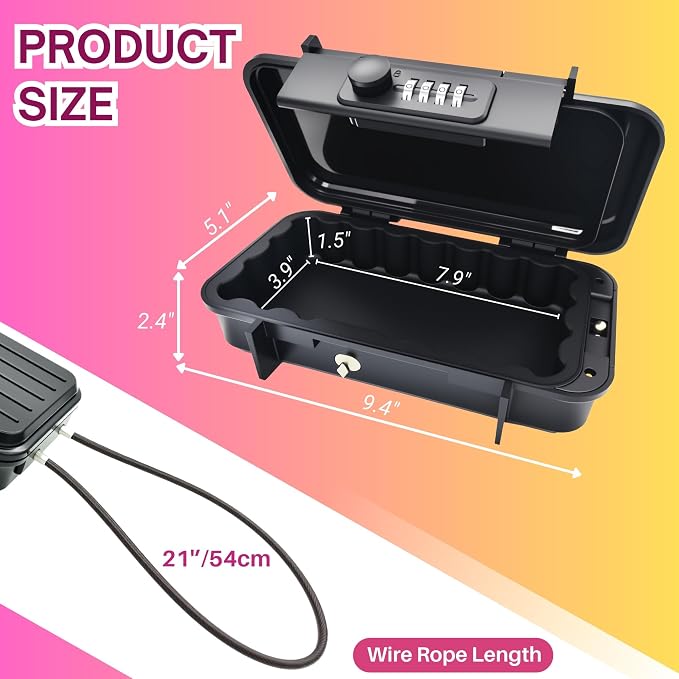 Portable Security Lock Box with Combination Lock, Waterproof Mini Safe Box with Cable, Travel Storage Case for Hotel, Car, Office - Image 4