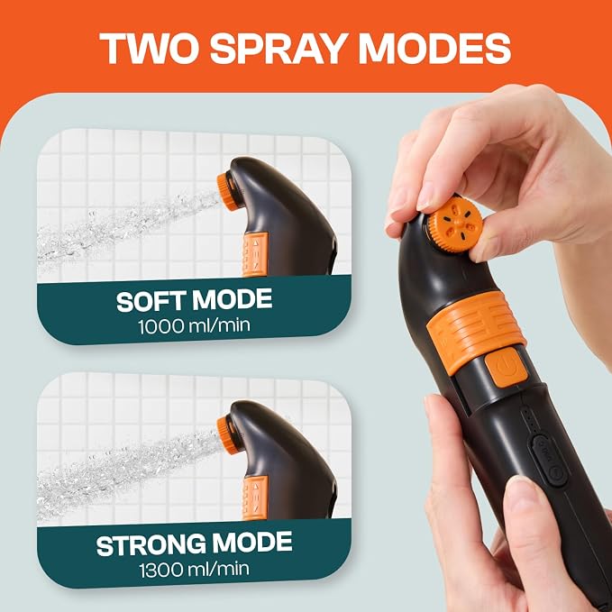 Portable Bidet for Travel & Camping – Electric High Pressure Rechargeable Bidet for Women & Men | 2.5L Bottle | 1300ML/Min Flow | USB-C | 1600mAh Battery | USA Brand – Spray Mate Jumbo (Black) - Image 3